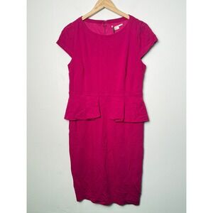 Jane Lamerton Womens Magenta Peplum‎ Sheath Dress Cap Sleeve Pink Size 12 NWOT